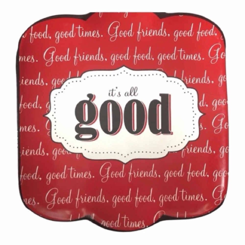Life Is Good Square Salad Dessert Plate Red / Black Trim Certified International